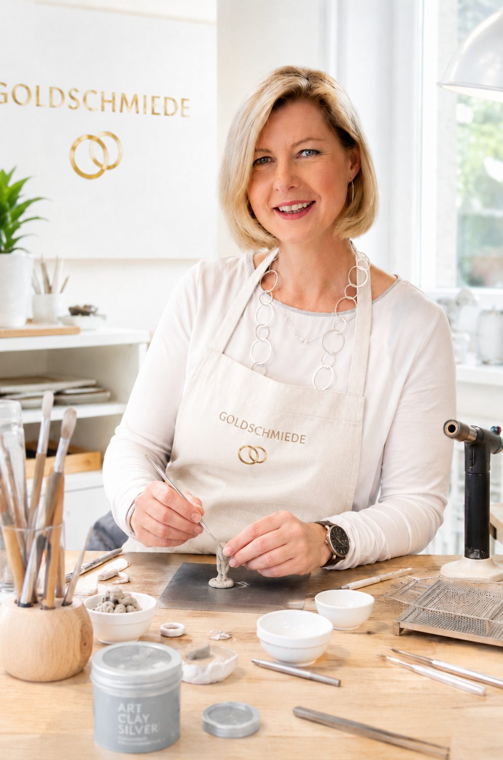 Jana Beckert, Goldschmiedin, in ihrer Werkstatt