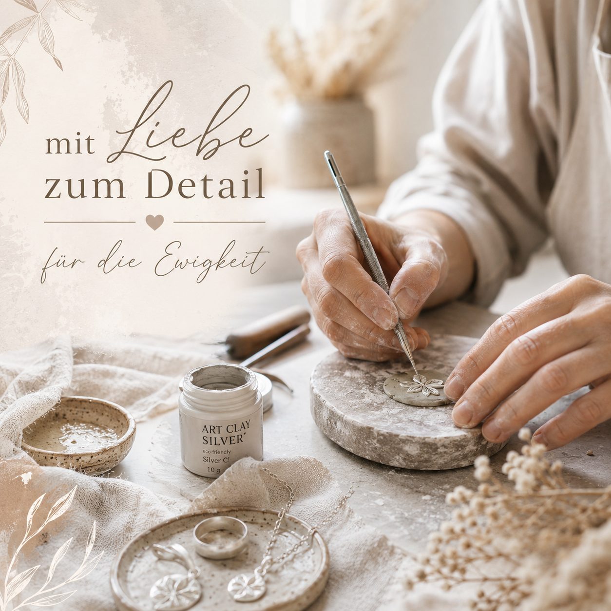 Mit Liebe zum Detail – für die Ewigkeit: Jana Beckert bei der Gestaltung eines Schmuckstücks